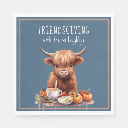 ハイランド素朴牛の友達が昼食会を開く スタンダードランチョンナプキン (正面)