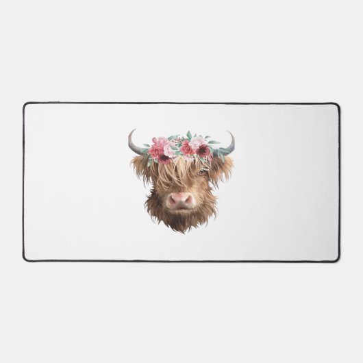 ハイランド絵を描カウズクラシックのTシャツ デスクマット (正面)