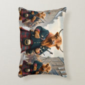 ハイランド調和: Bagpipe Highland Cow Band アクセントクッション (正面(垂直))