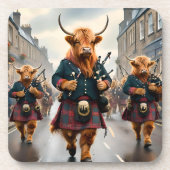 ハイランド調和: Bagpipe Highland Cow Band コースター (正面)