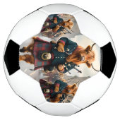 ハイランド調和: Bagpipe Highland Cow Band サッカーボール (回転)