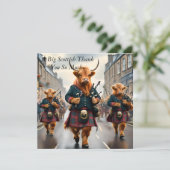 ハイランド調和: Bagpipe Highland Cow Band サンキューカード (スタンド正面)
