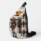 ハイランド調和: Bagpipe Highland Cow Band スリングバッグ (右コーナー)