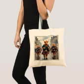 ハイランド調和: Bagpipe Highland Cow Band トートバッグ (正面(商品))