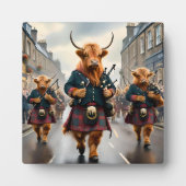 ハイランド調和: Bagpipe Highland Cow Band フォトプラーク (正面)