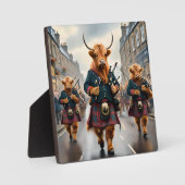 ハイランド調和: Bagpipe Highland Cow Band フォトプラーク (正面)