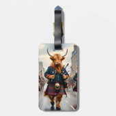 ハイランド調和: Bagpipe Highland Cow Band ラゲッジタグ (裏面縦)
