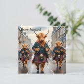 ハイランド調和: Bagpipe Highland Cow Band 招待状 (スタンド正面)
