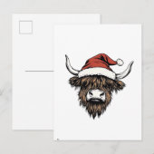 ハイランド・カウのクリスマス　サンタのフワフワ農場 インビテーションポストカード (正面/裏面)