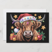 ハイランド・カウのクリスマス ヒーファー牧場 農夫 動物愛好家 シーズンカード (正面)