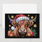 ハイランド・カウのクリスマス ヒーファー牧場 農夫 動物愛好家 シーズンカード (正面/裏面)
