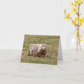 ハイランド・カウのグリーティングカード カード (黄色い花)