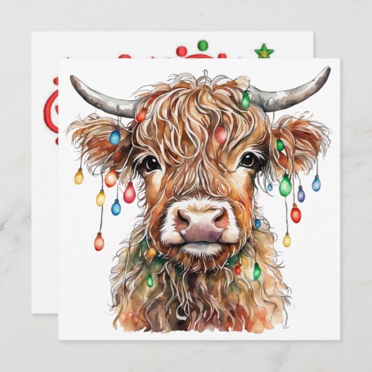 ハイランド・カウのグリーティングカード シーズンカード (正面/裏面)