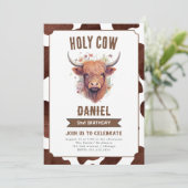 ハイランド・カウの子供の誕生日パーティー招待状 招待状 (スタンド正面)