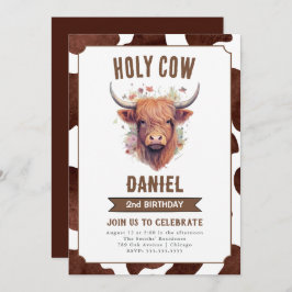 ハイランド・カウの子供の誕生日パーティー招待状 招待状