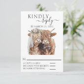 ハイランド・カウの結婚式の返信 出欠カード (スタンド正面)