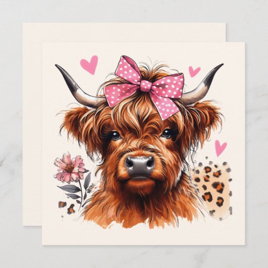 ハイランド・カウの花のハート シーズンカード (正面/裏面)