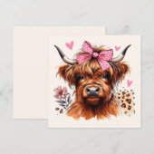 ハイランド・カウの花飾りハート シーズンカード (正面/裏面)