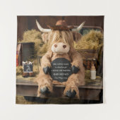 ハイランド・カウファームをテーマにした妊娠告知 タペストリー (正面)