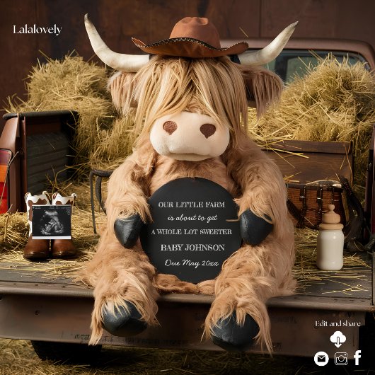 ハイランド・カウファームをテーマにした妊娠告知 招待状