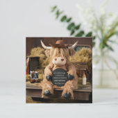 ハイランド・カウファームをテーマにした妊娠告知 招待状 (スタンド正面)