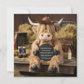 ハイランド・カウファームをテーマにした妊娠告知 招待状 (正面)