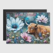 ハイランド・カウ カラフルなコスモス タペストリー マグネット招待状 (正面/裏面)