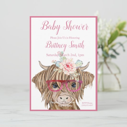 ハイランド・カウ、デザート・カクタス パーソナライズ 招待状 (スタンド正面)