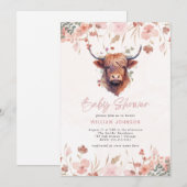 ハイランド・カウ・ベイビー・シャワー 招待状 (正面/裏面)