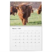 ハイランド・カウ 農場 動物 スコットランド いつでも カレンダー (2月 2027)