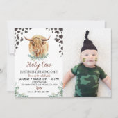 ハイランド・カウ 1歳の誕生日招待状 招待状 (正面)