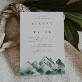 ハイランド | 冬の水彩山の結婚式 招待状