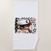 ハイラ素朴ンドカウ幽霊ハロウィーン ビーチタオル (正面)