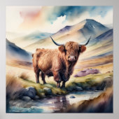 ハイラ絵画ンド牛の水色1:1 ポスター (正面)