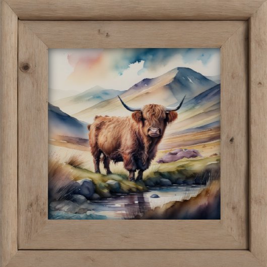 ハイラ絵画ンド牛の水色1:1 ポスター
