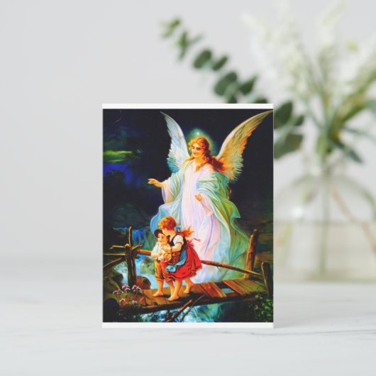 ハイリガーシュッツェンゲルガーディアンエンジェルと子供 ポストカード (スタンド正面)