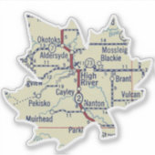 ハイリバーアルバータヴィンテージの地図 シール (正面)