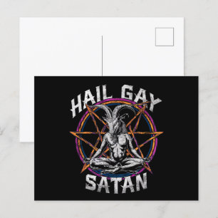 ハイルおもしろいゲイサタンLGBTゴシックゲイプライドバプホメット ポストカード