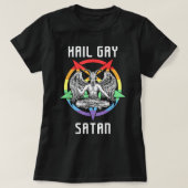 ハイルおもしろいゲイサタンLGBTゴシックゲイプライドバプホメット Tシャツ (デザイン正面)