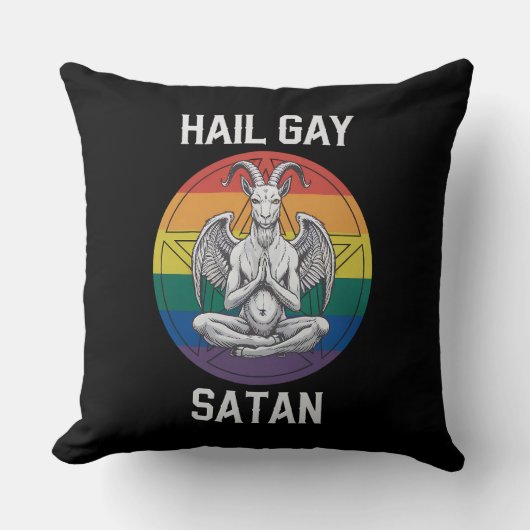 ハイルゲイサタンおもしろいゴシックゴシックヤギLGBTQ クッション (正面)