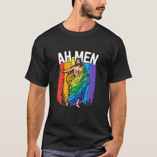 ハイルゲイサタンLGBTゴシックゲイプライドおもしろいハイルゲイ Tシャツ (正面)