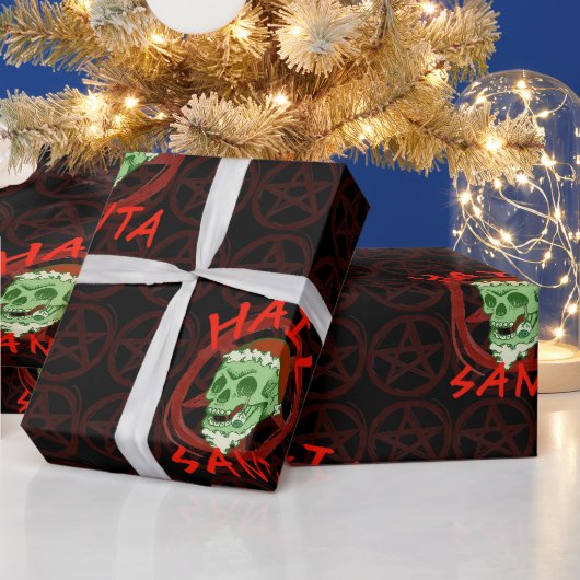 ハイルサンタ – ハロウィンゾンビロッカースカル ラッピングペーパー (クリスマス)