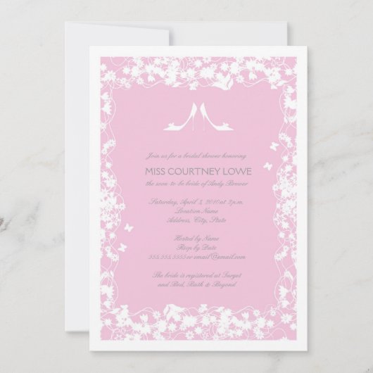 ハイルブライダルシャワーの招待（薄いピンク） 招待状 (正面)