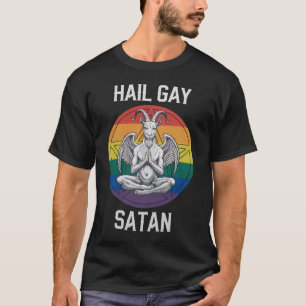ハイル ゲイ サタン 面白い ゴス ゴシック ヤギ LGBTQ Tシャツ