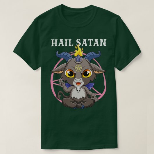 ハイル・サタン・サタン・バプホメット・ペンタグラム神秘的な悪魔 Tシャツ (デザイン正面)
