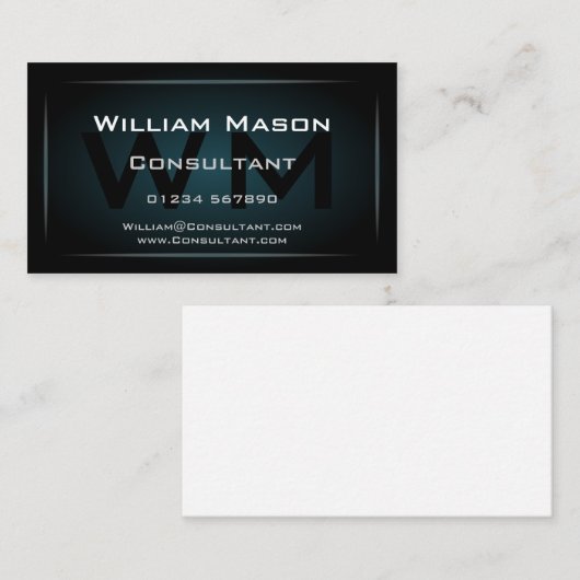 ハイレズブルーモノグラムプロフェッショナル名刺 名刺 (正面/裏面)