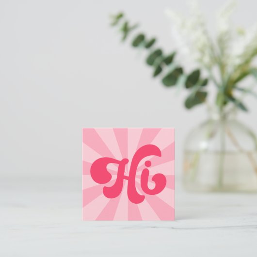 ハイレトロピンクまたは任意の色の日が差すこと スクエア名刺 (スタンド正面)