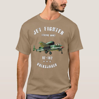 ハインケルHe 162フォルクスジャガー軍隊ジェット戦闘機Pla Tシャツ