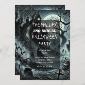 ハインティングナイトホラー幽霊のよく出るハウスハローウィンパーティ 招待状 (正面/裏面)