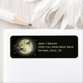 ハインティングフルムーンクロウツリー飛んでいるこうもりハロウィン ラベル (インサイチュ)